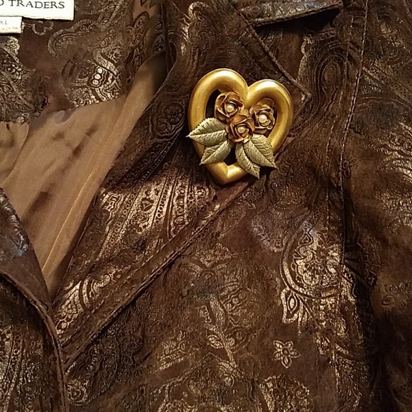 Unique brown leather look blazer - Picture 3 of 6